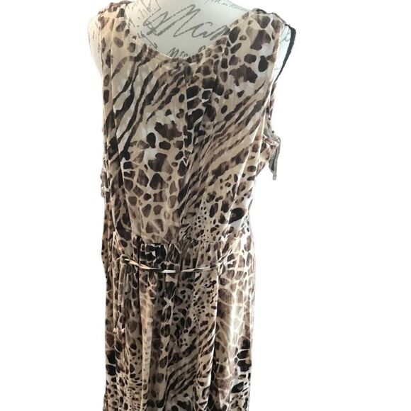 Faded Glory Size 4X Sleeveless Animal Print Brown Dress - Picture 10 of 10